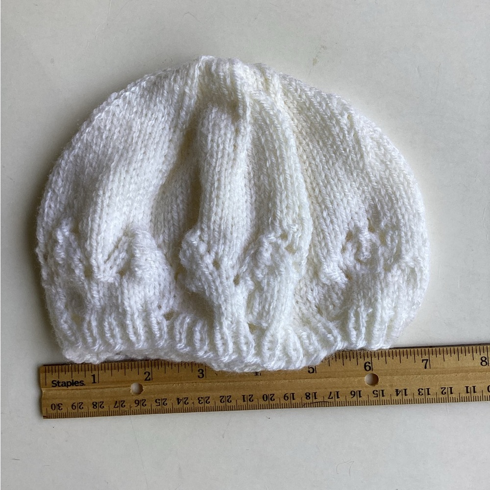 Carseat Baby Blanket Hand Crafted White Knitted Unisex - Picture 9 of 16
